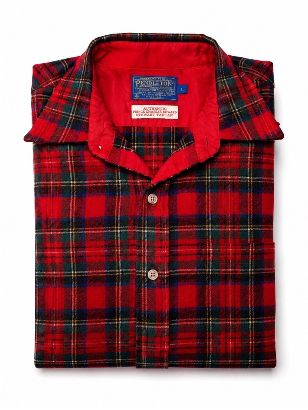 Pendleton Red Tartan Plaid Button-Front Shirt Vintage Men’s